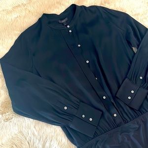JCrew Black Silk blouse with bodysuit closure in Sz: US 14